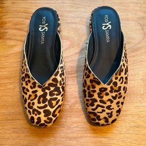 Never worn Jessy Leopard Calf Hair Mule, Size 7